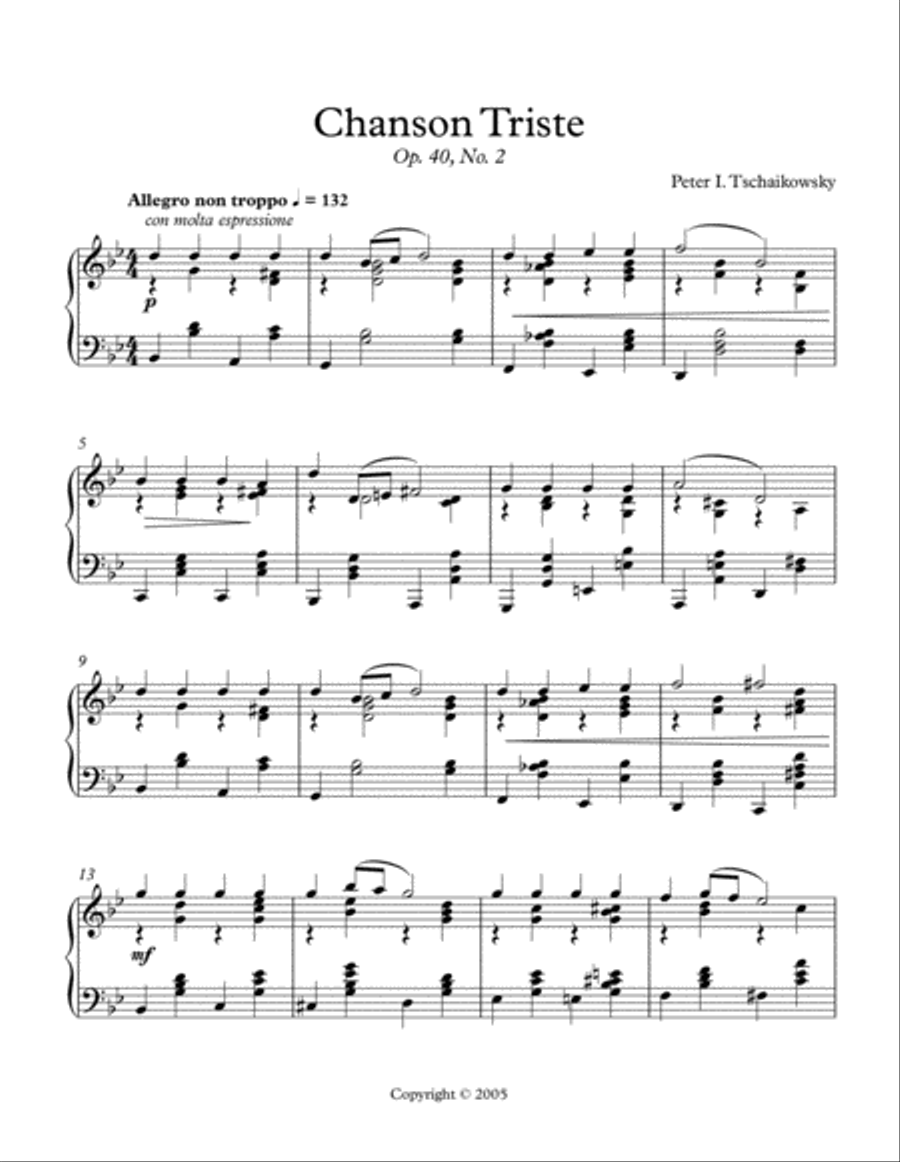Chanson Triste Piano Solo scores gallery preview page 2