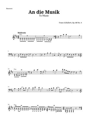 An die Musik (To Music) by for Bassoon