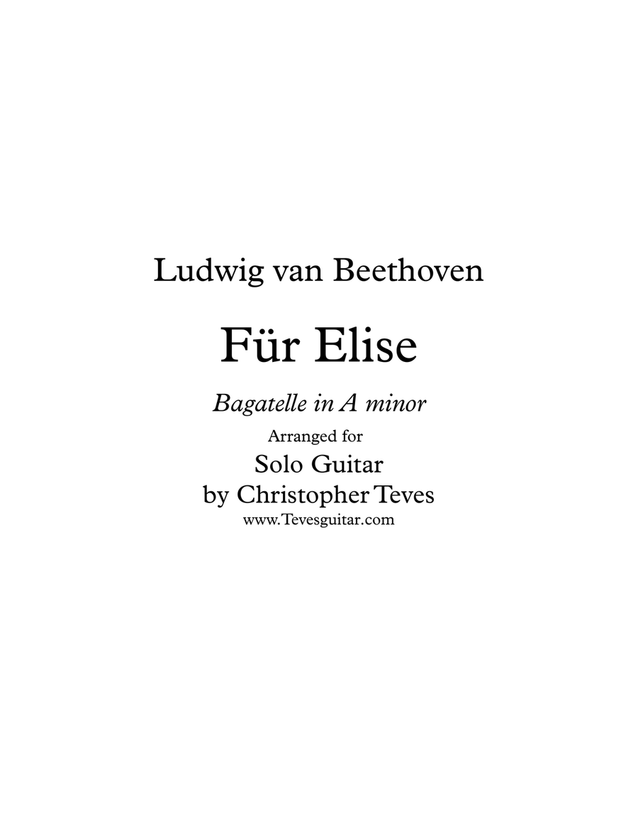 Für Elise for easy solo guitar Acoustic Guitar scores gallery preview page 1