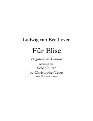 Book cover for Für Elise for easy solo guitar