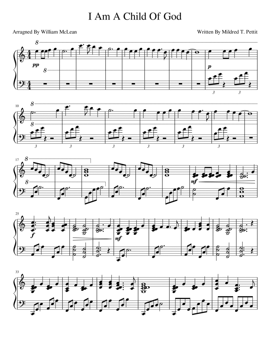 I Am A Child Of God I Am A Child Of God Piano Solo scores gallery preview page 1