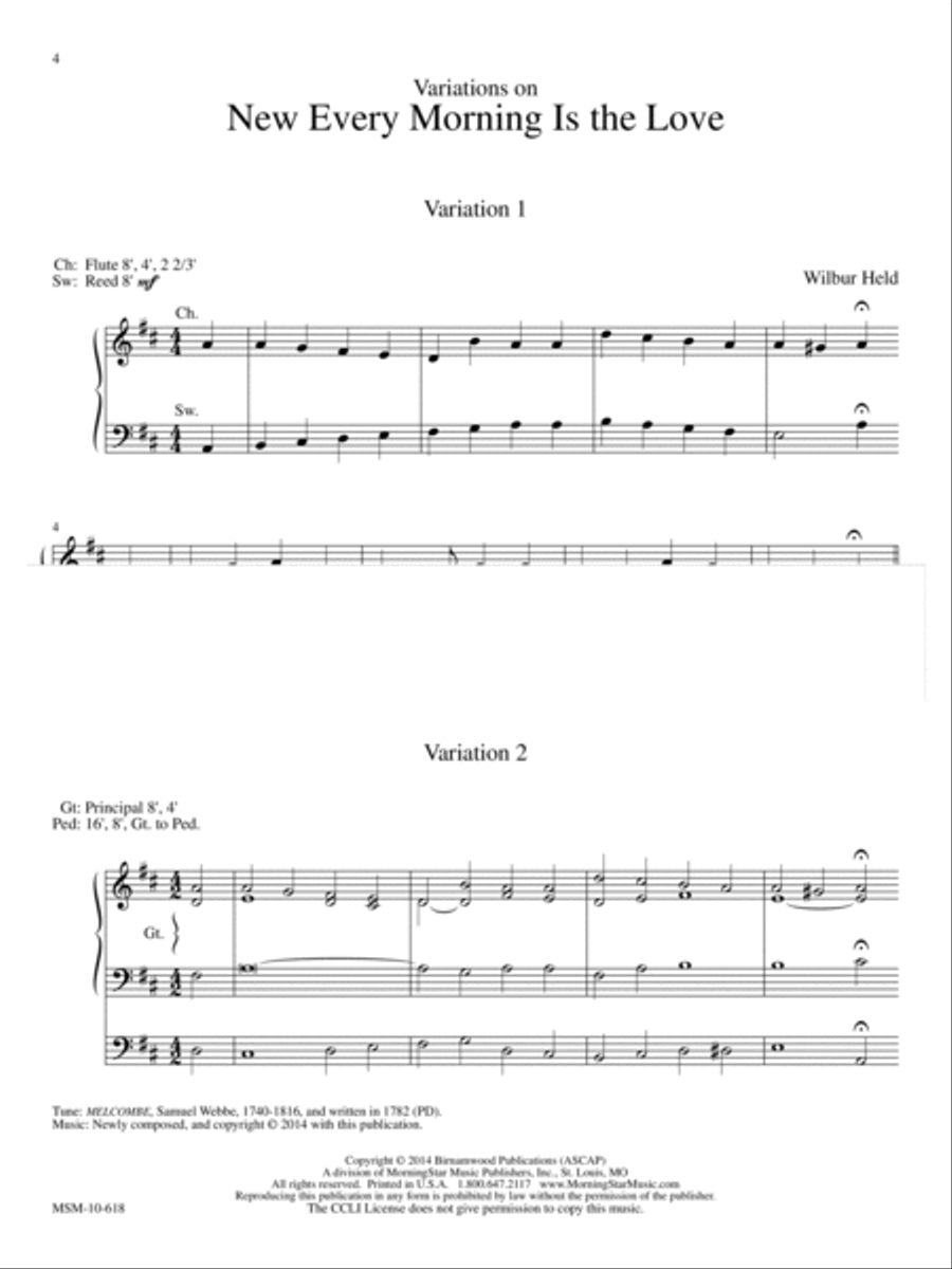 New Every Morning: Six Settings of Morning Hymns for Organ Organ Solo scores gallery preview page 3