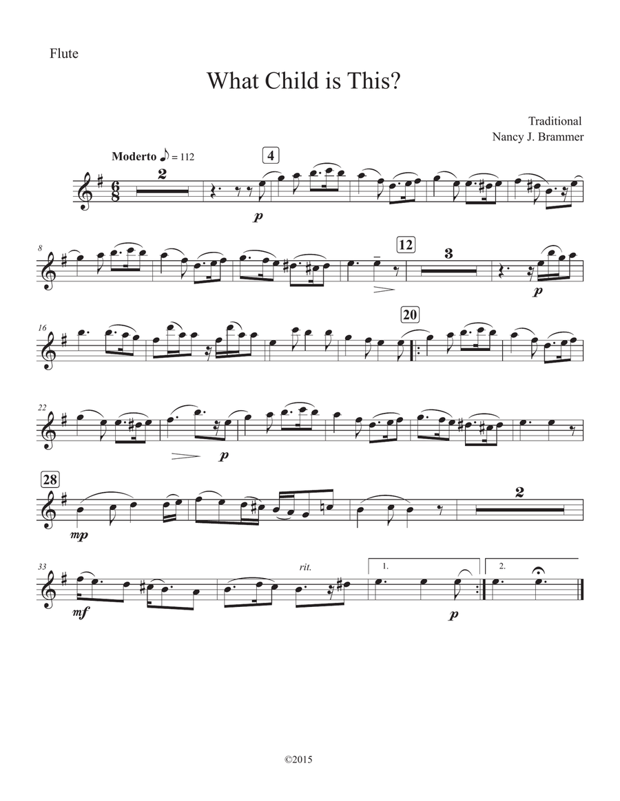 What Child is This? For Flute, Clarinet and Piano Woodwind Duet scores gallery preview page 4