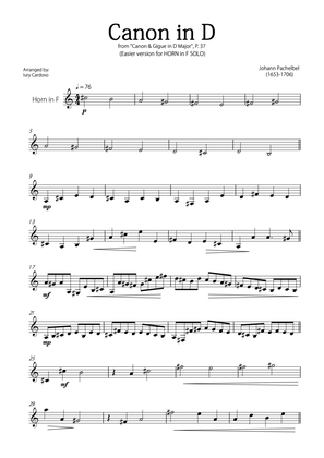 "Canon in D" by Pachelbel - EASY version for HORN in F SOLO.