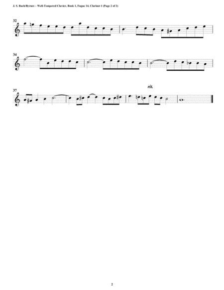 Fugue 14 from Well-Tempered Clavier, Book 1 (Clarinet Quartet) image number null