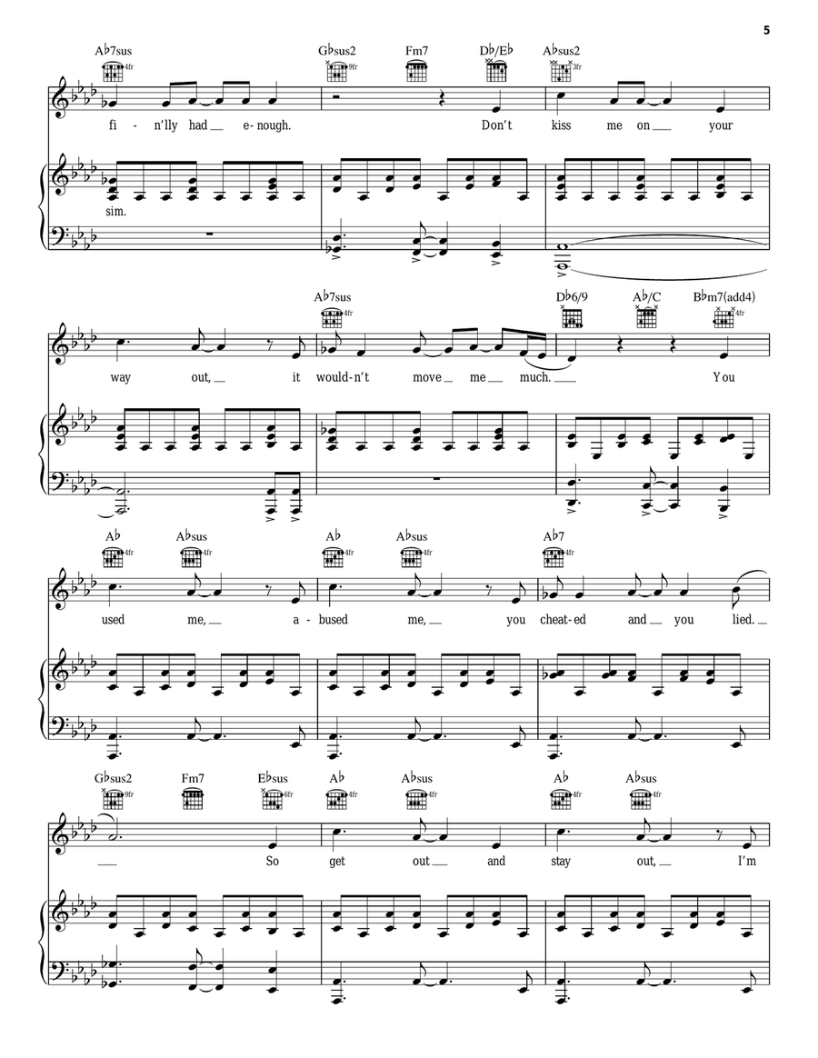 Get Out And Stay Out (from 9 to 5: The Musical) Piano, Vocal, Guitar scores gallery preview page 5