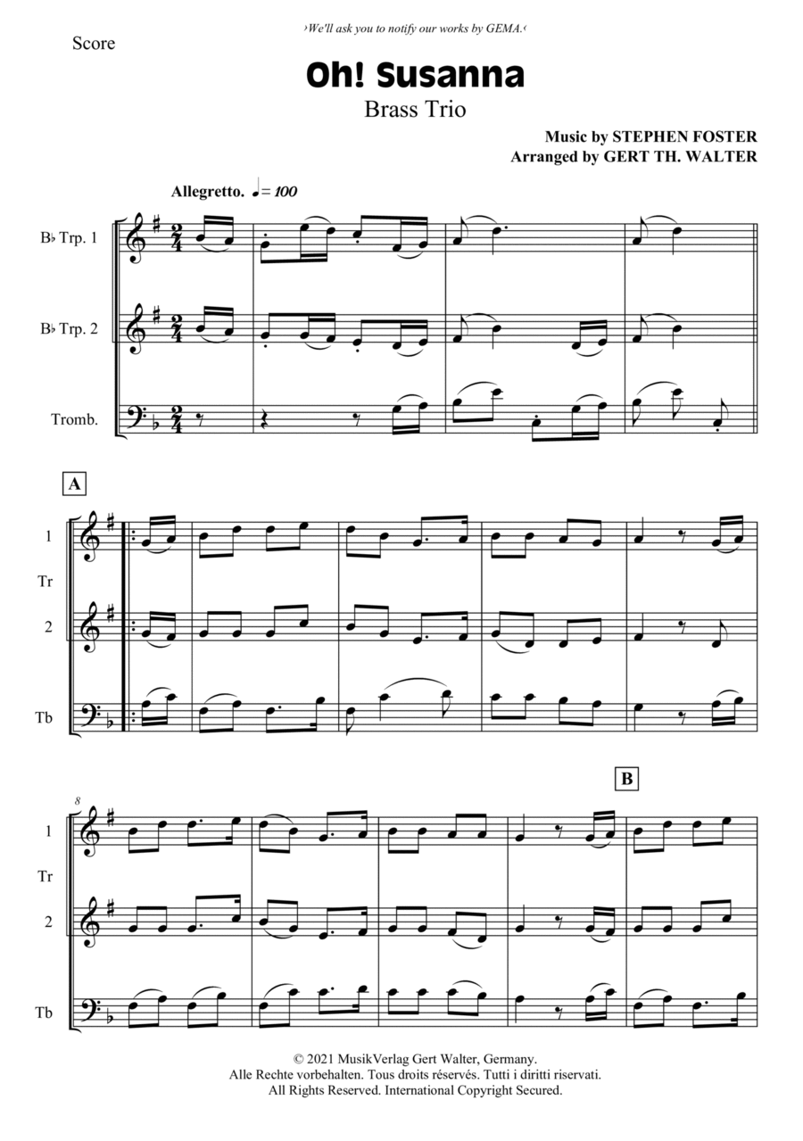 Oh! Susanna School and Community scores gallery preview page 1