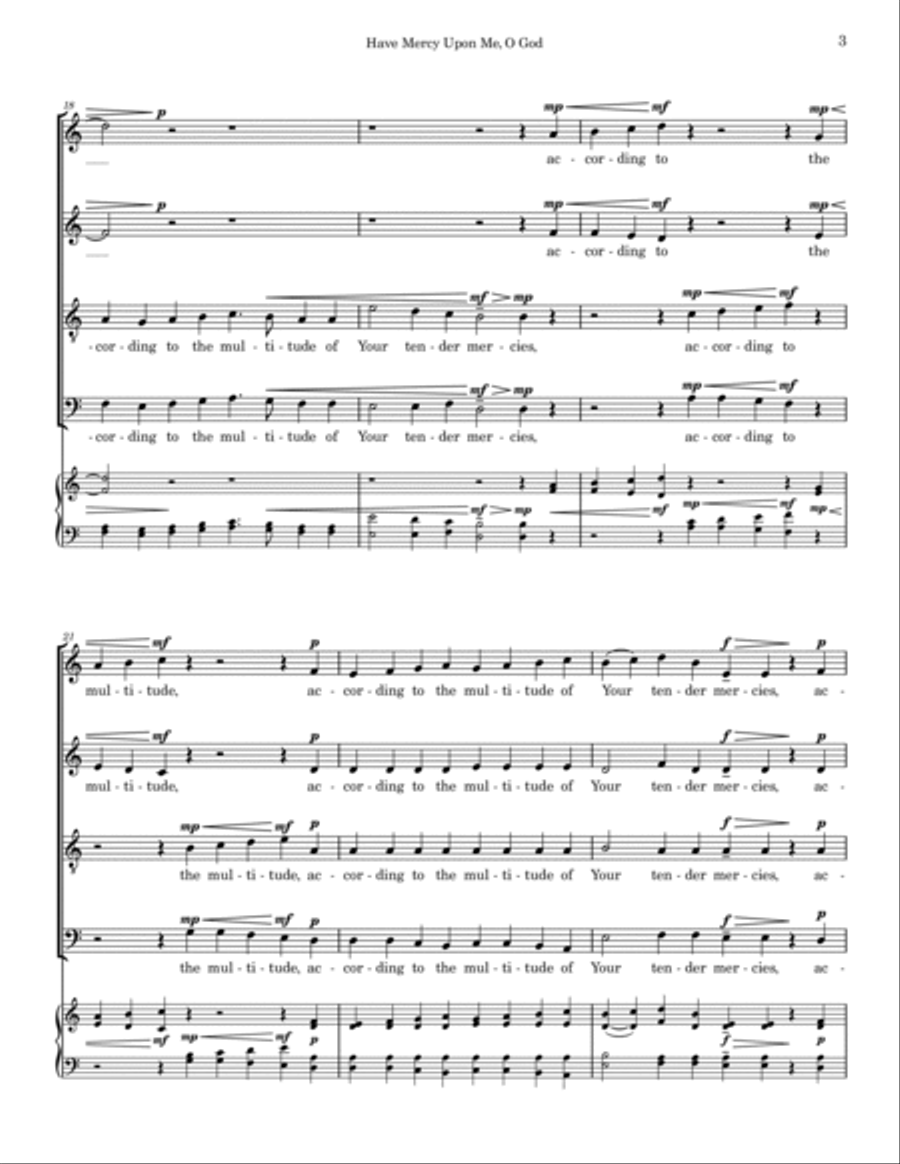 Have Mercy Upon Me, O God (Psalm 51) 4-Part scores gallery preview page 3