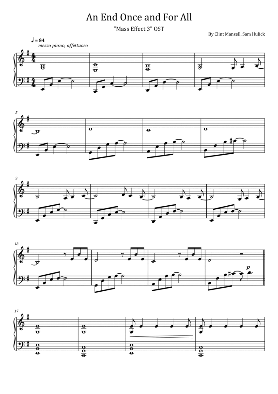 An End, Once And For All An End, Once And For All Piano Solo scores gallery preview page 1