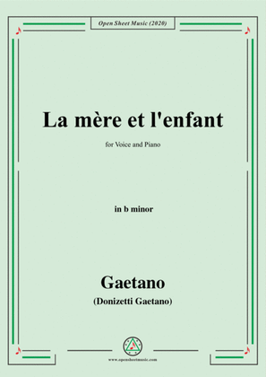 Book cover for Donizetti-La mere et l'enfant,in b minor,for Voice and Piano