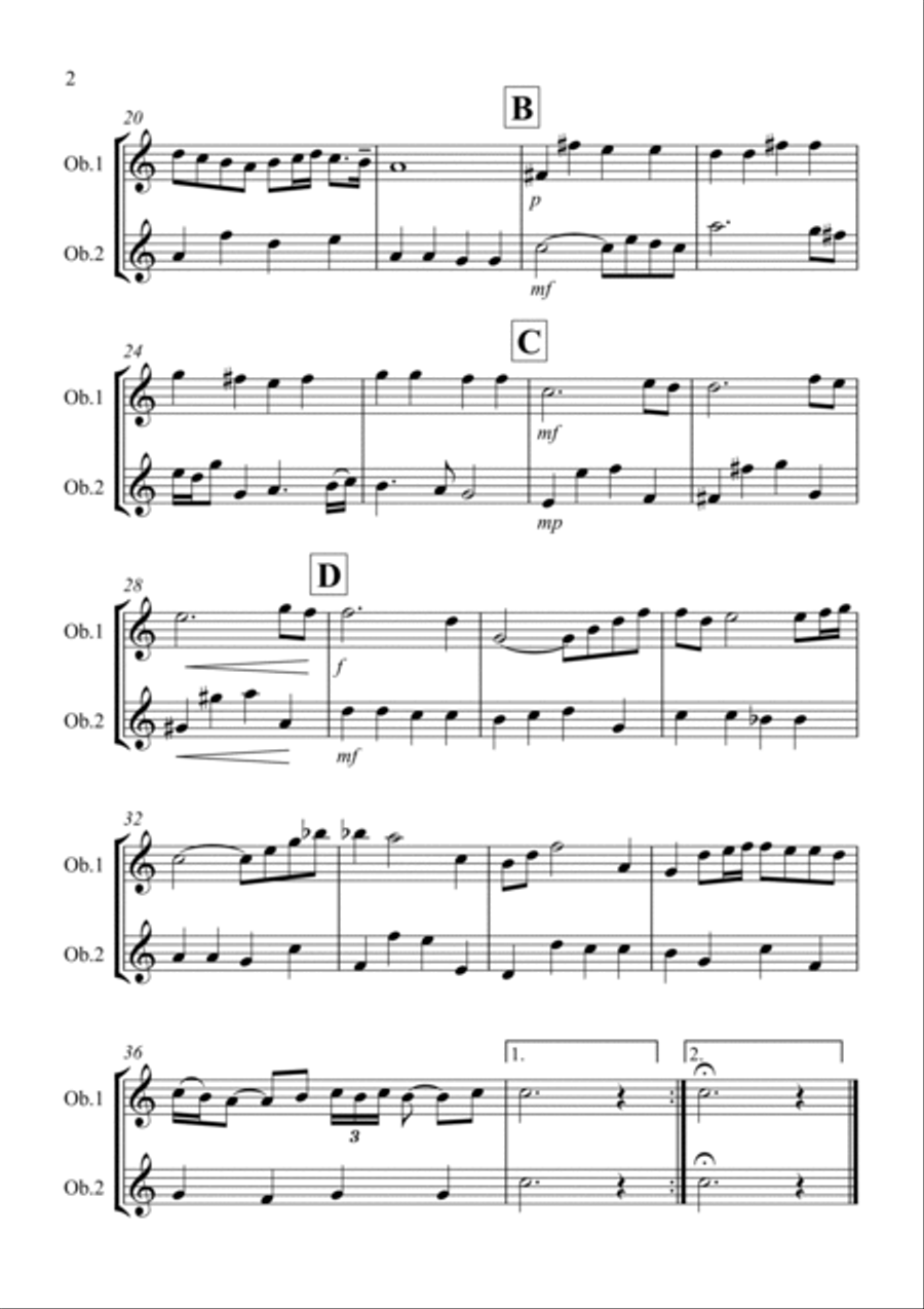 Air on a G String for Oboe Duet Woodwind Duet scores gallery preview page 2