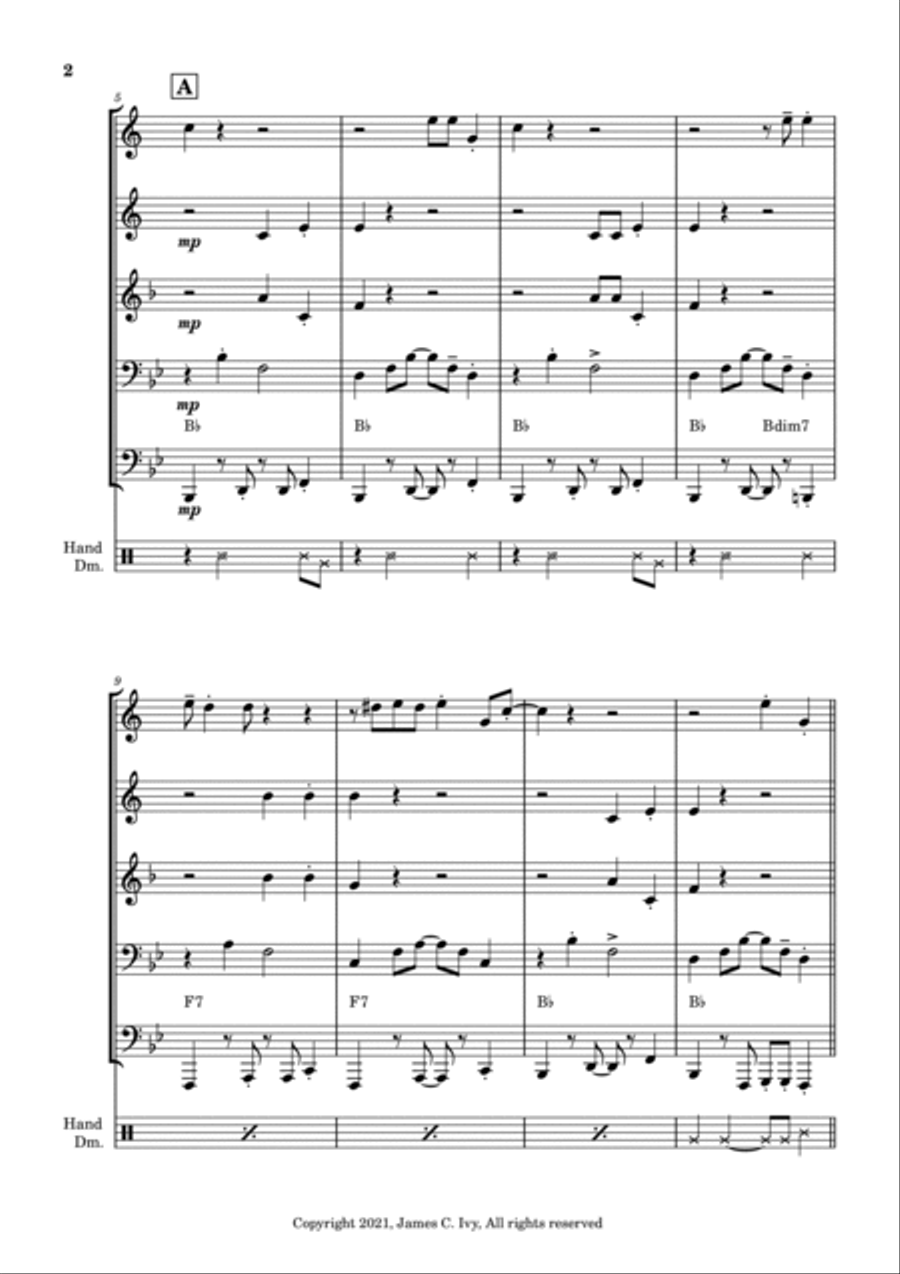 Eh La Bas for Brass Quintet Brass Quintet scores gallery preview page 3