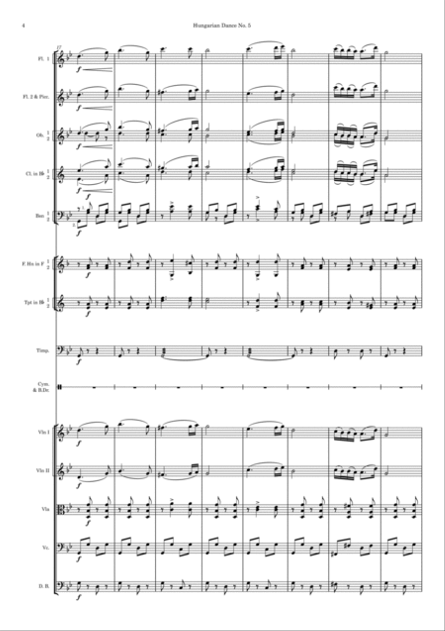 Brahms Hungarian Dances 5 & 6 Full Orchestra scores gallery preview page 4