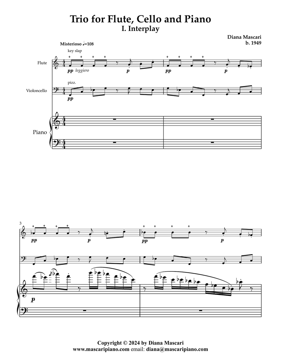 Trio for Flute Cello, and Piano Small Ensemble scores gallery preview page 2