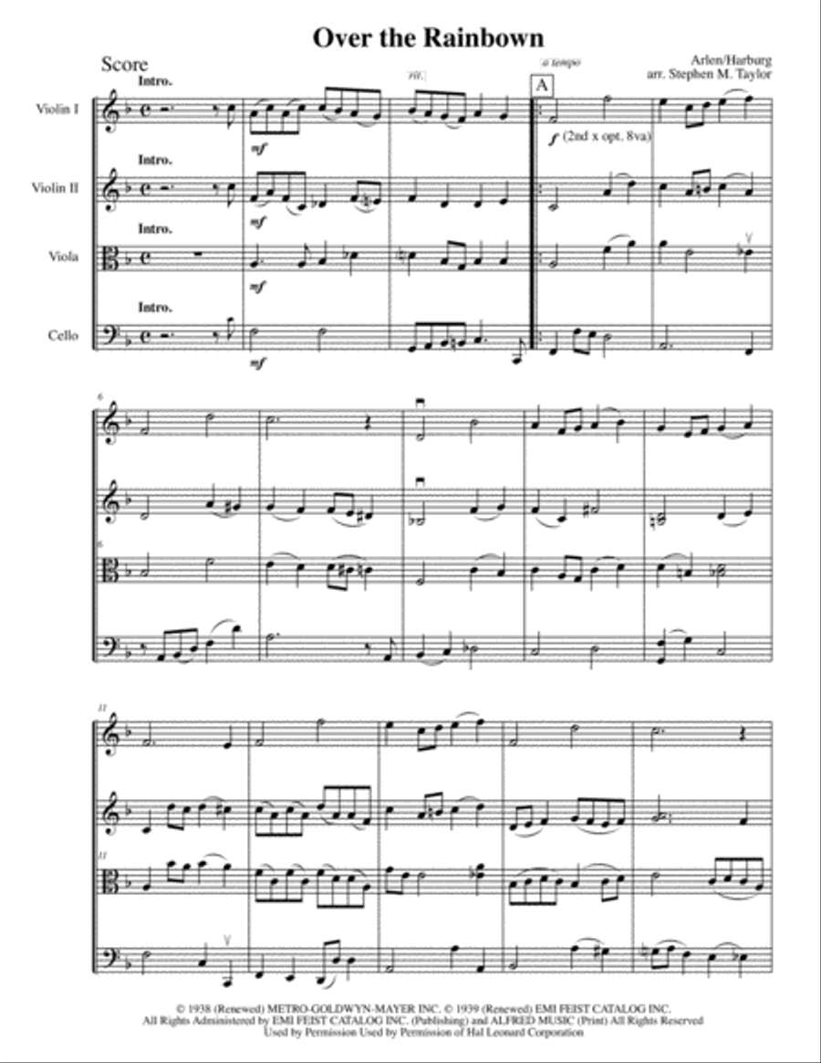 Over The Rainbow (from The Wizard Of Oz) String Quartet scores gallery preview page 2