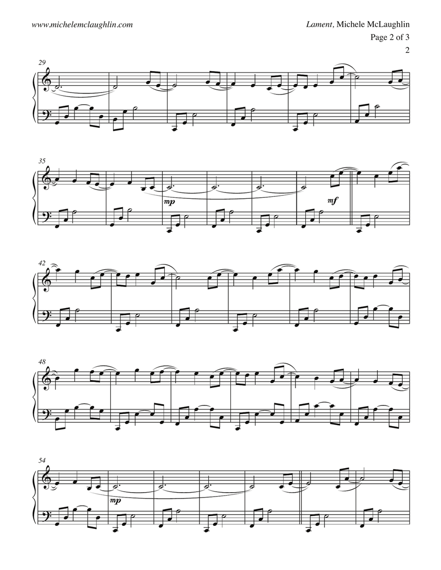 Lament Easy Piano scores gallery preview page 2
