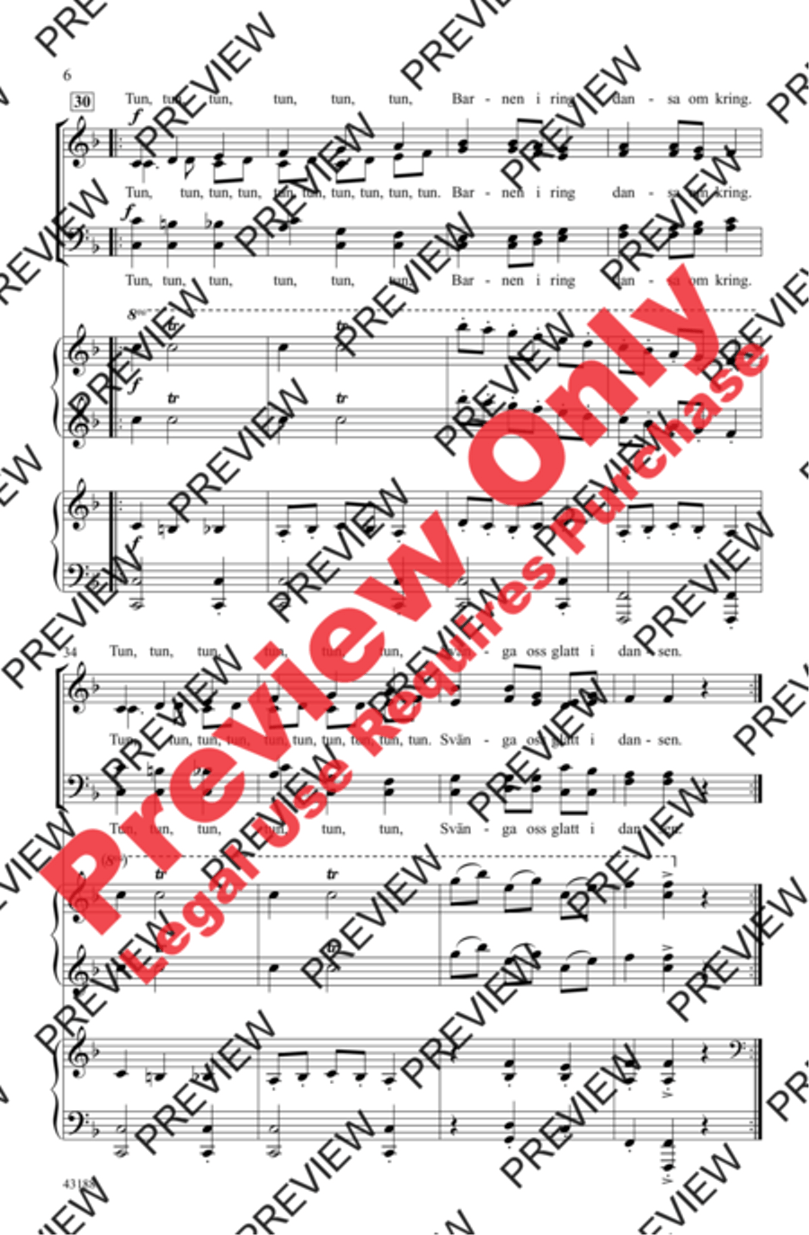 Swedish Harvest Song 4-Part scores gallery preview page 6