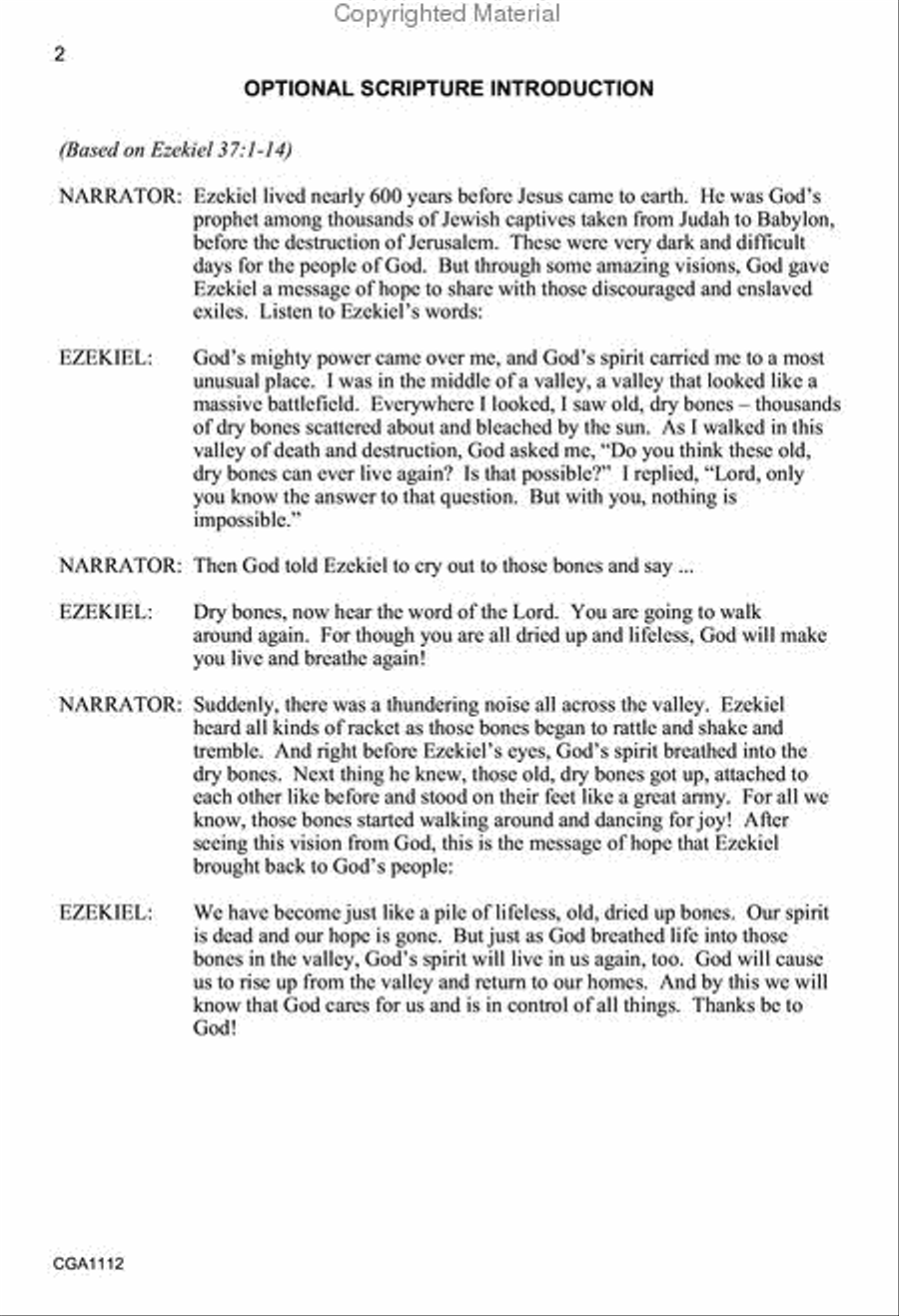 Dry Bones Unison Choir scores gallery preview page 2