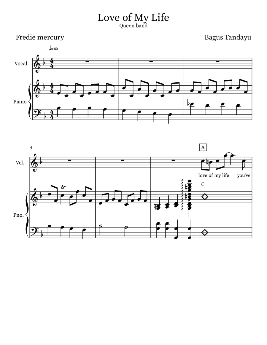 Love Of My Life Love Of My Life Tenor Voice scores gallery preview page 1
