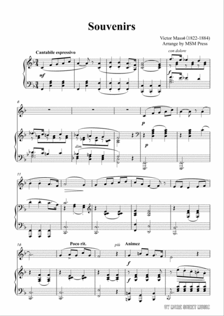 Masse-Souvenirs, for Violin and Piano Violin Solo scores gallery preview page 3