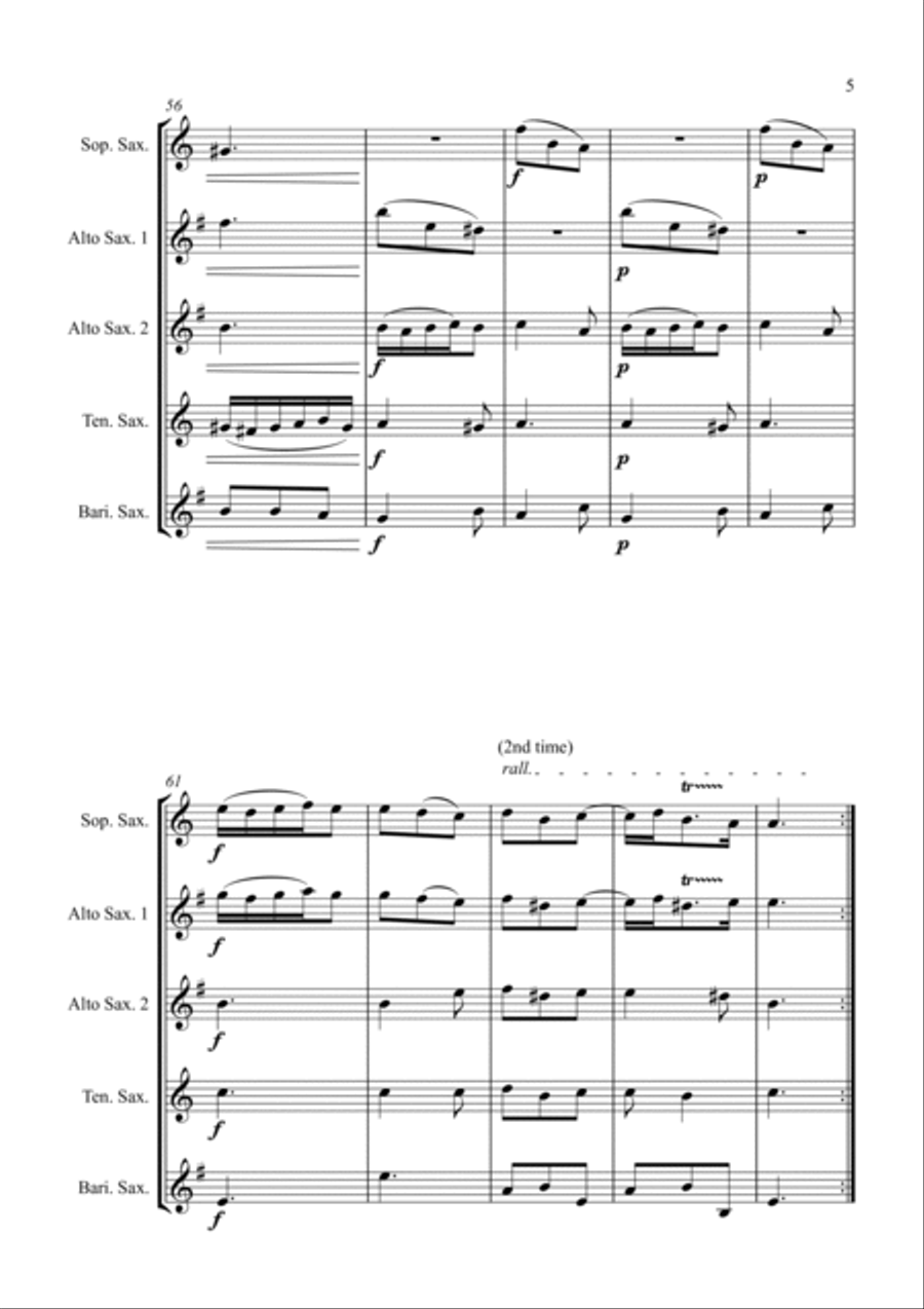 Trio Sonata Op. 2 No. 8 4th Movement - for Saxophone Quintet Trio Sonata Op. 2 No. 8 4th Movement - for Saxophone Quintet Saxophone Quintet scores gallery preview page 5