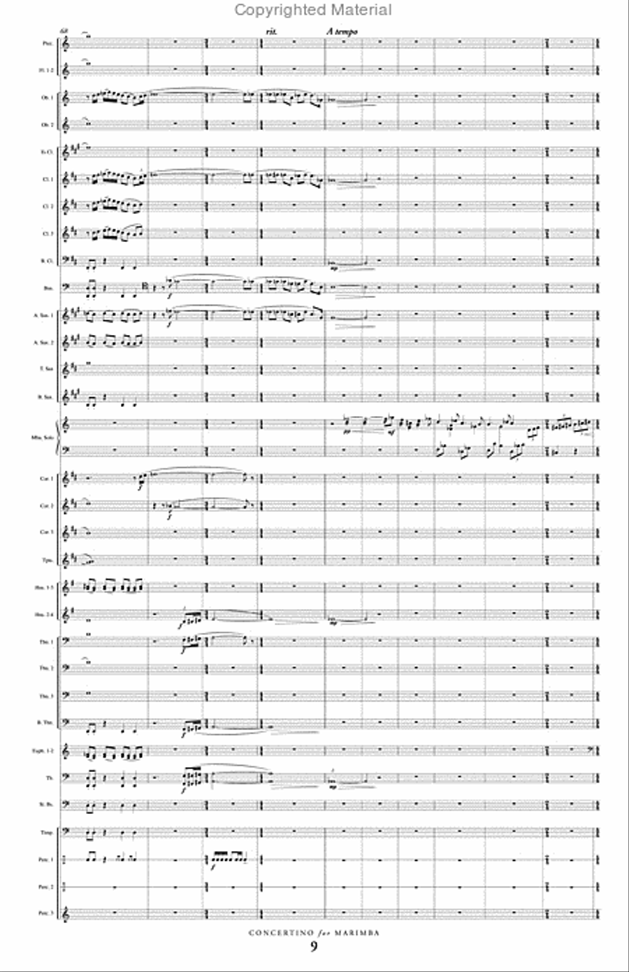 Concertino for Marimba and Wind Ensemble Concert Band scores gallery preview page 10