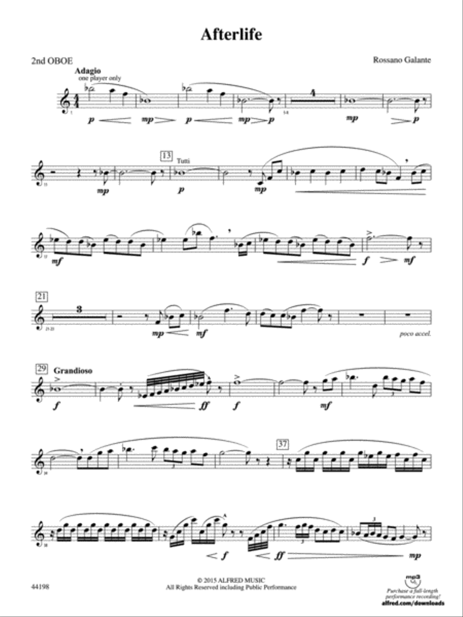 Afterlife: 2nd Oboe Concert Band scores gallery preview page 1