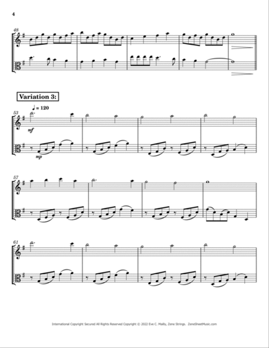 Deck the Halls - Duet for Violin & Viola String Duet scores gallery preview page 4