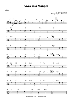 Away in a Manger - Viola Solo with Chords