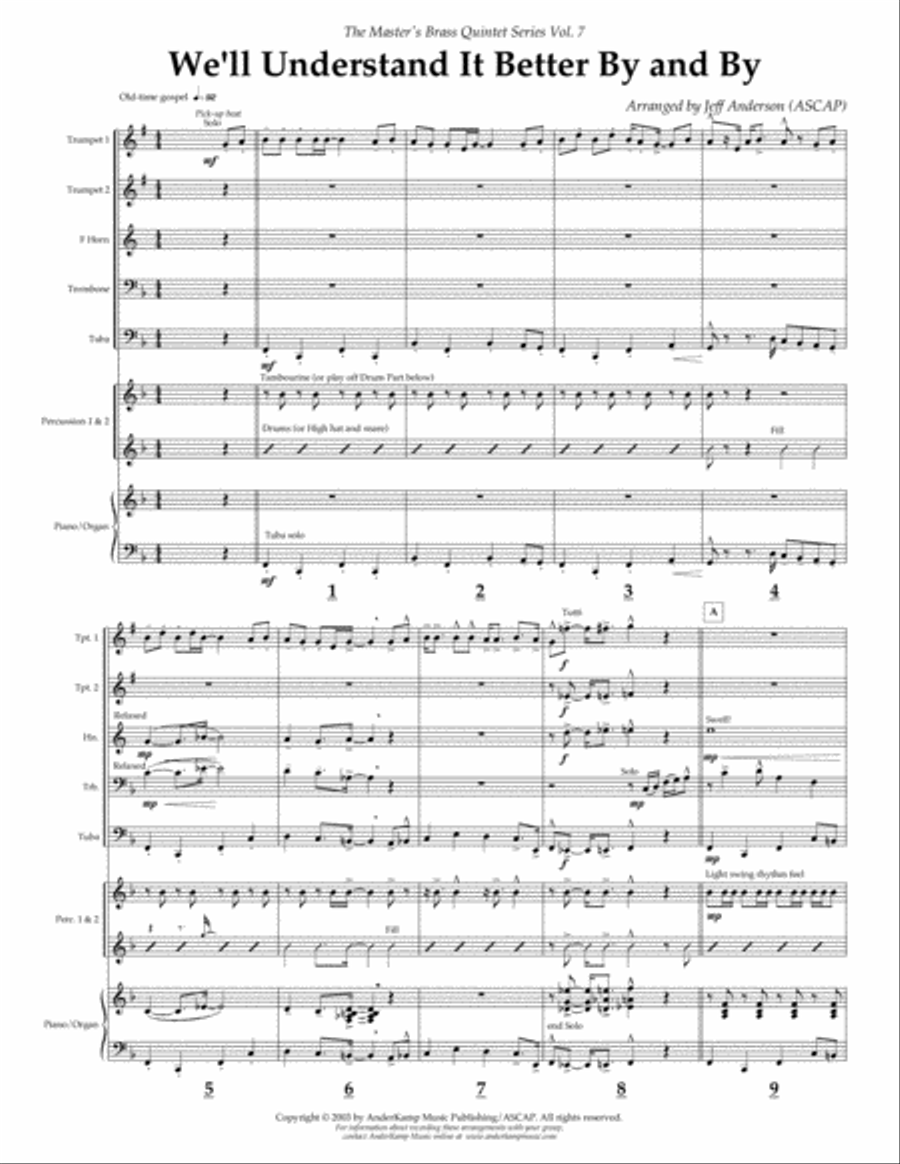 We'll Understand It Better By and By for Brass Quintet Brass Quintet scores gallery preview page 1
