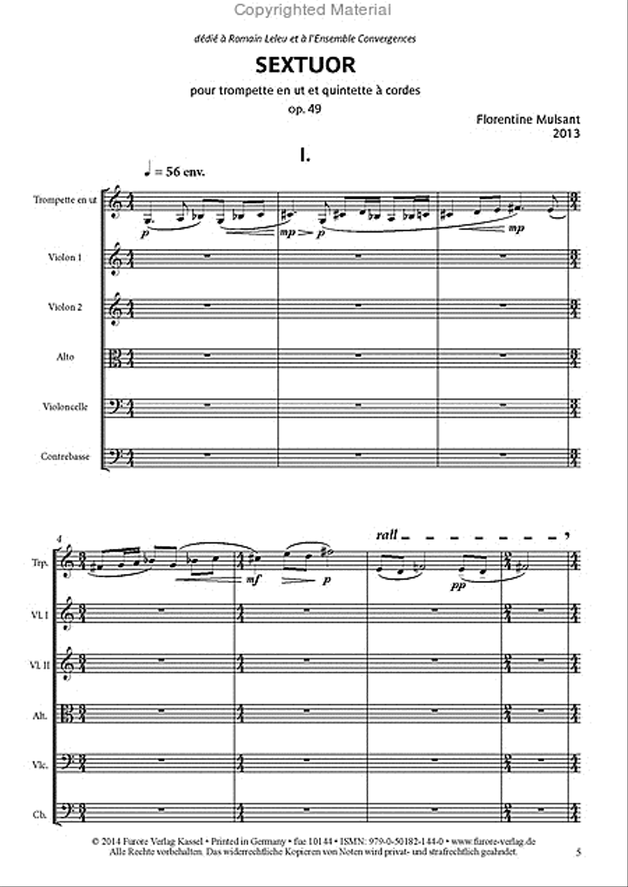 Sextuor pour trompette en ut et quintette a cordes op. 49 C Trumpet scores gallery preview page 2