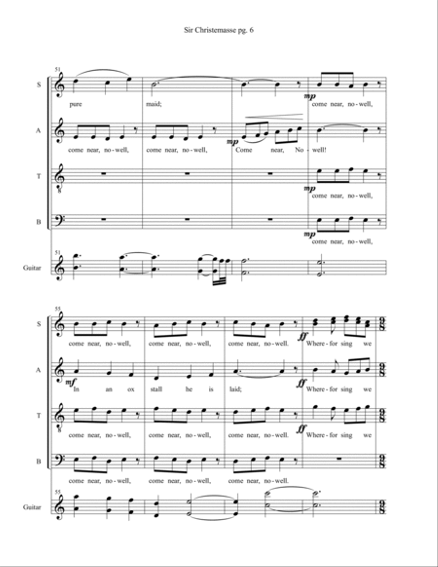 Sir Christemasse, A song of Father Christmas : SATB with Acoustic Guitar 4-Part scores gallery preview page 6
