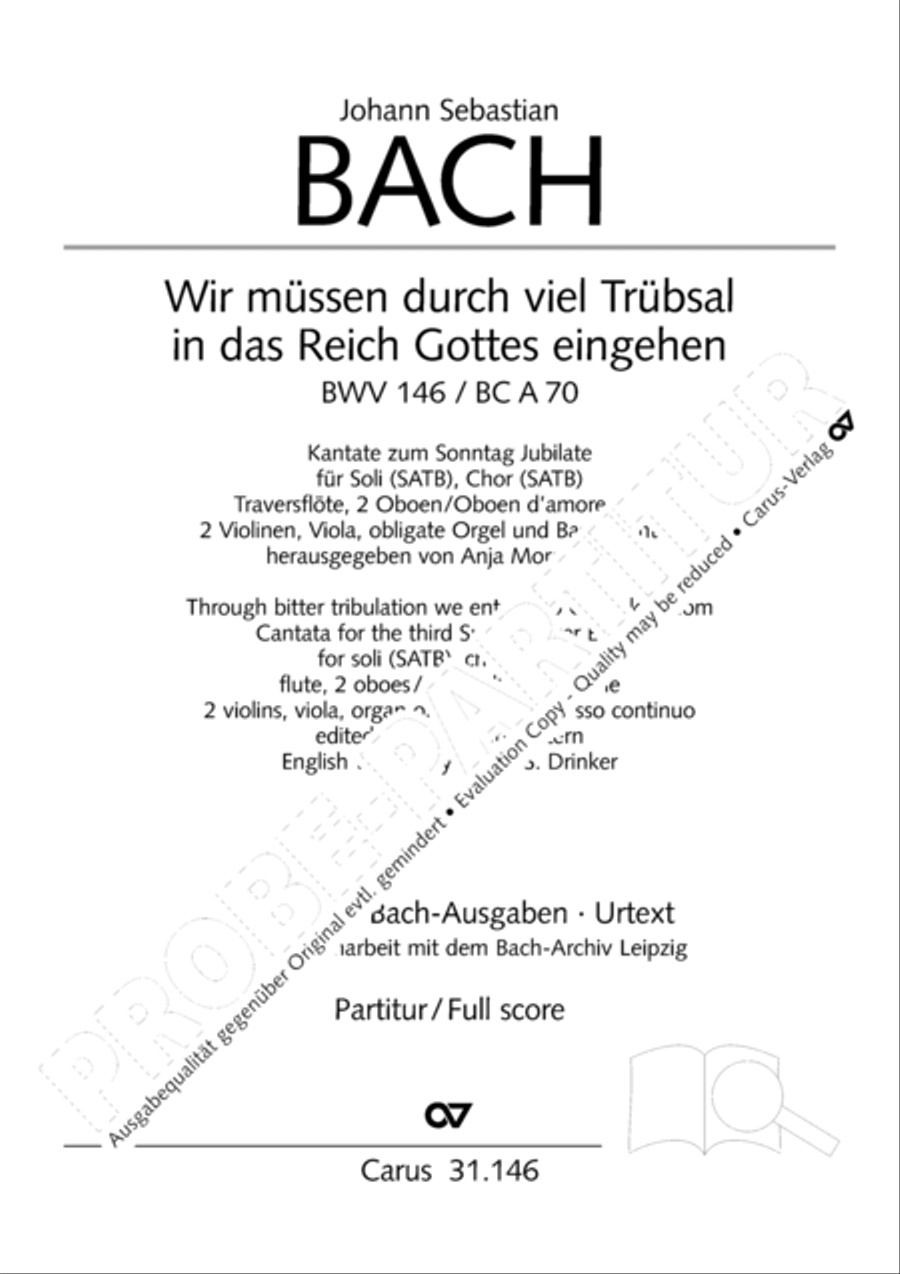 Through bitter tribulation we enter into God's kingdom (Wir mussen durch viel Trubsal in das Reich Gottes eingehen) 4-Part scores gallery preview page 2