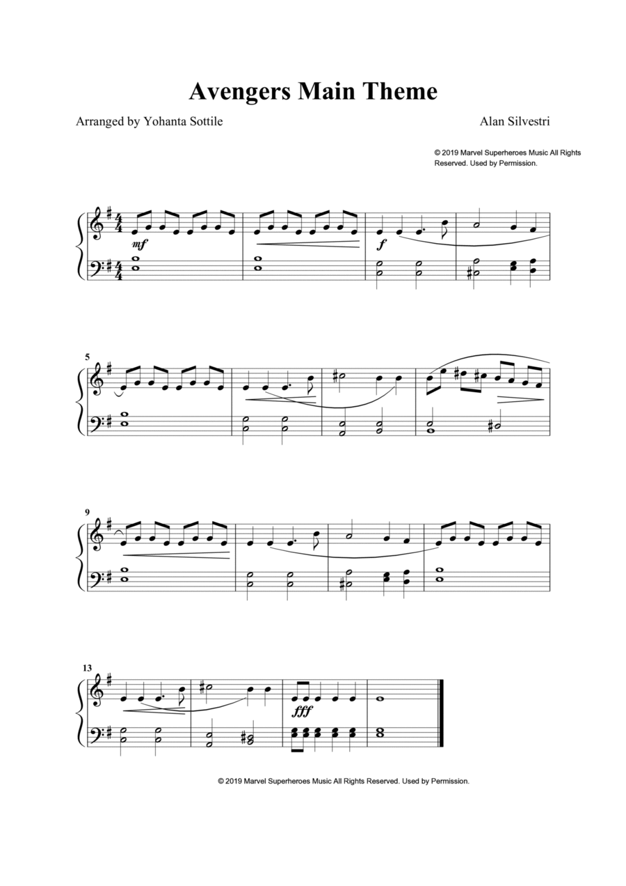 Avengers: Endgame Easy Piano scores gallery preview page 1