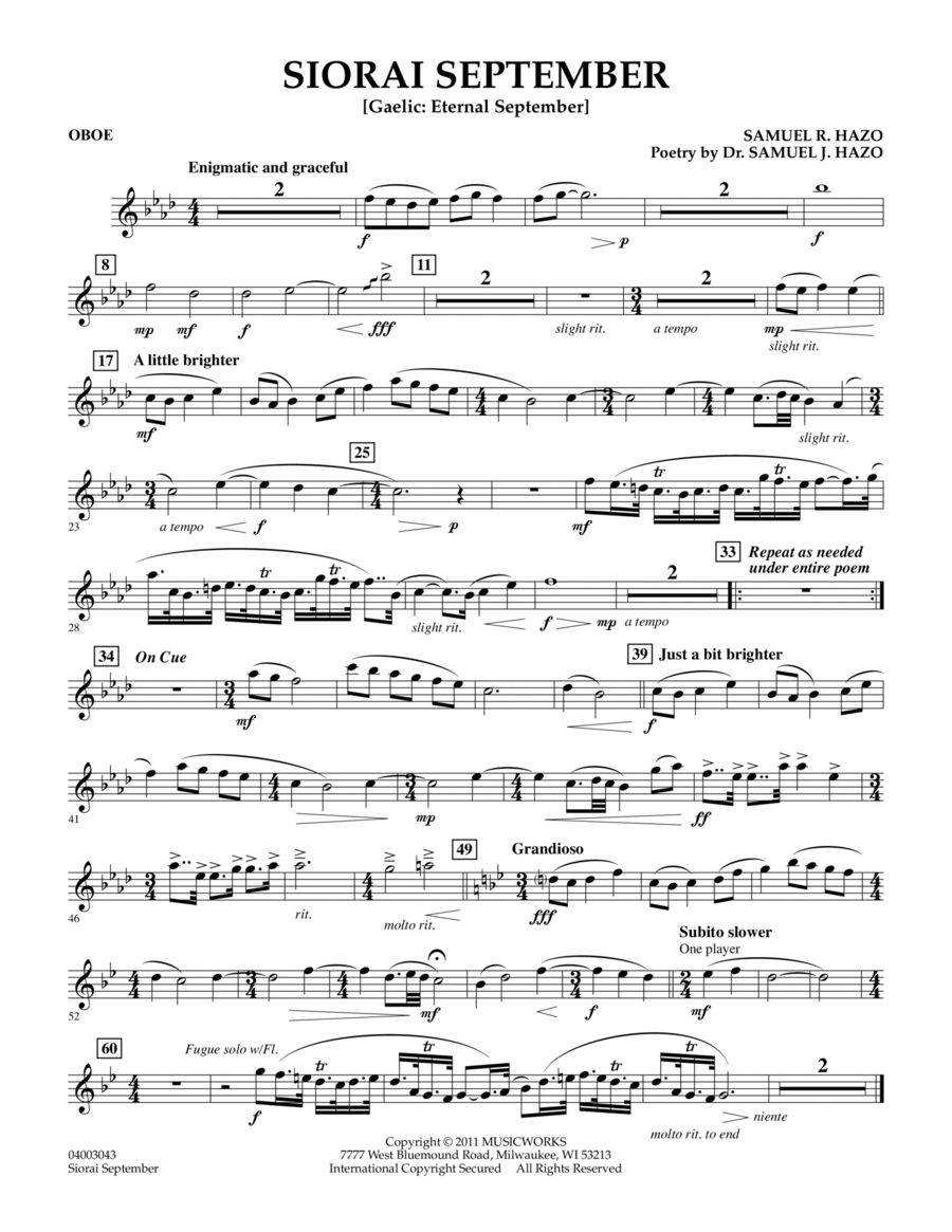 Siorai September - Oboe Concert Band scores gallery preview page 1