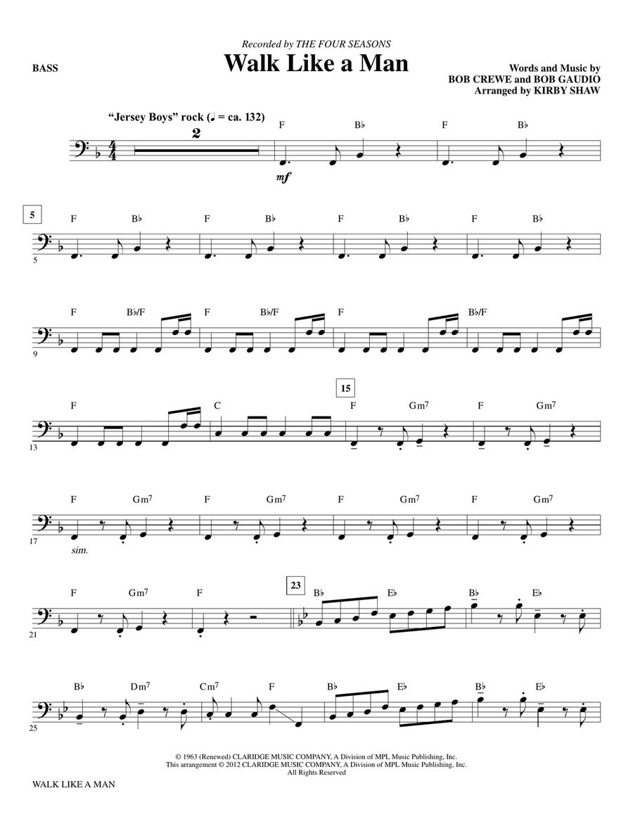 Walk Like A Man - Bass Choir scores gallery preview page 1