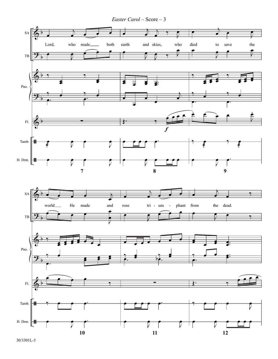 Easter Carol - Flute and Percussion Score and Parts Flute scores gallery preview page 3