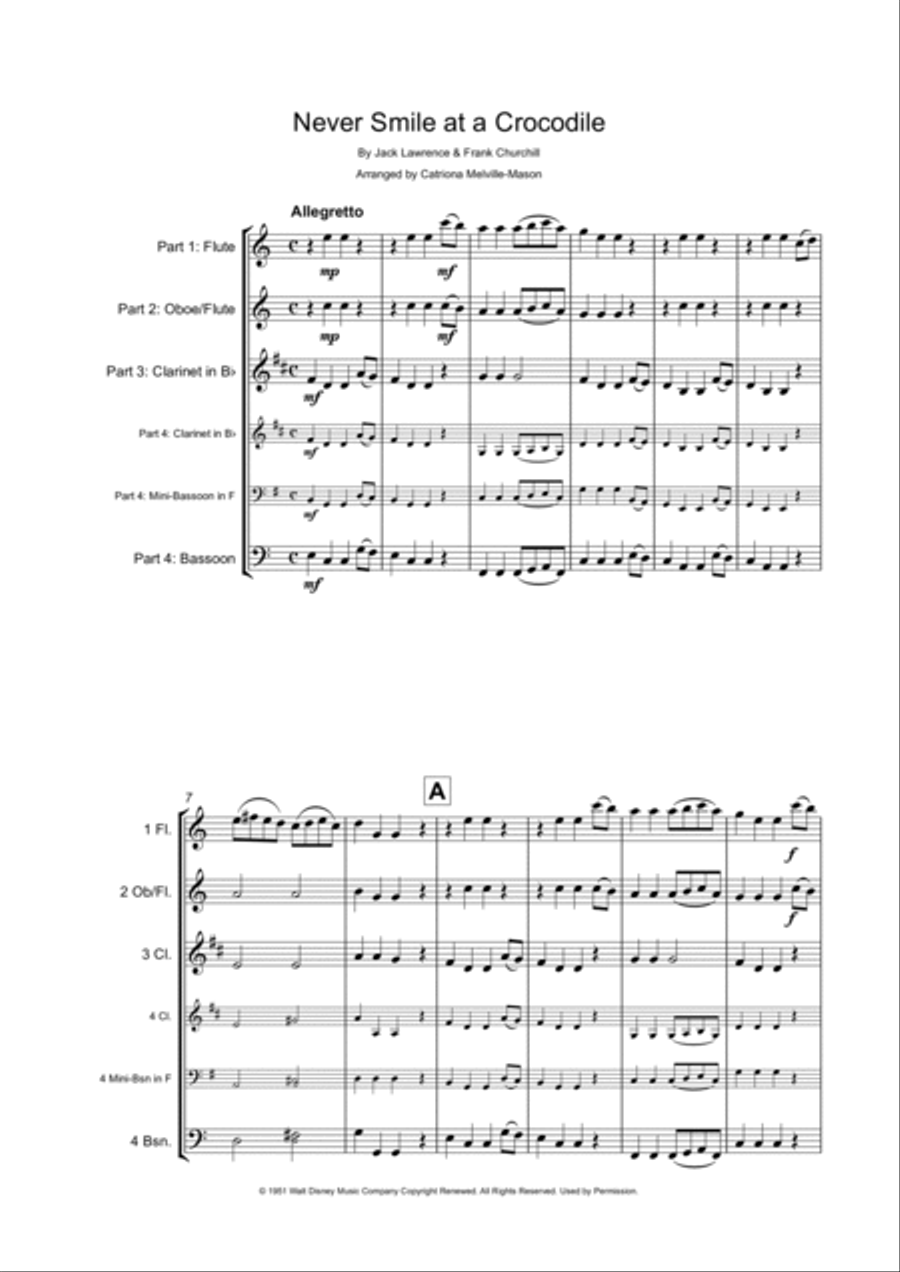 Never Smile At A Crocodile Woodwind Ensemble scores gallery preview page 3