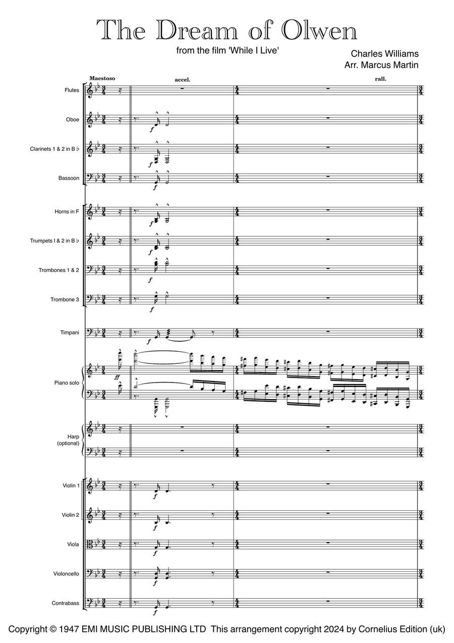 The Dream Of Olwen Full Orchestra scores gallery preview page 1