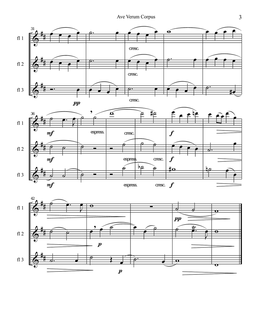 Mozart - Ave Verum Corpus for Flute Trio Flute Trio scores gallery preview page 4