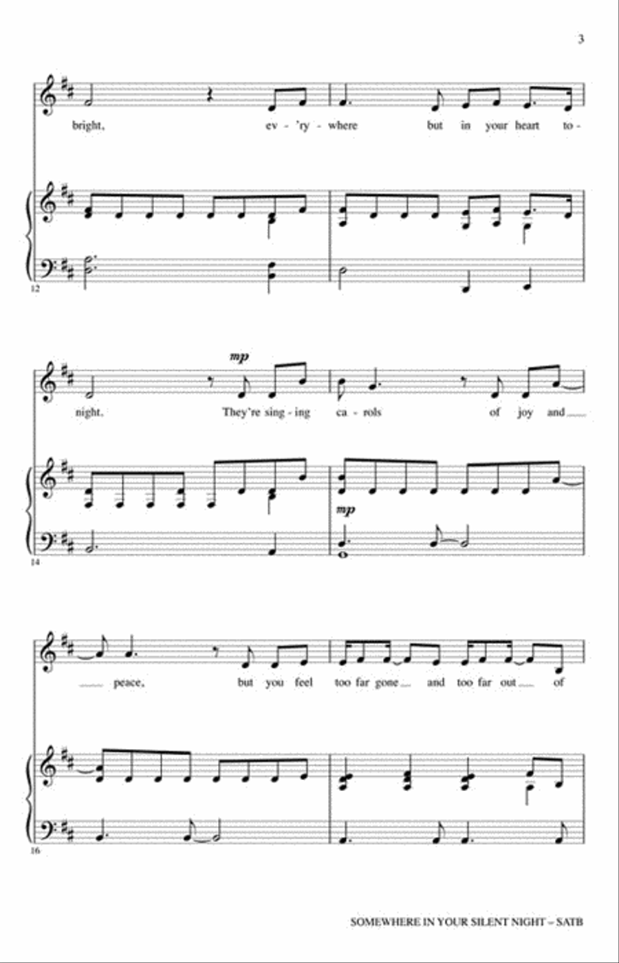 Somewhere in Your Silent Night 4-Part scores gallery preview page 3