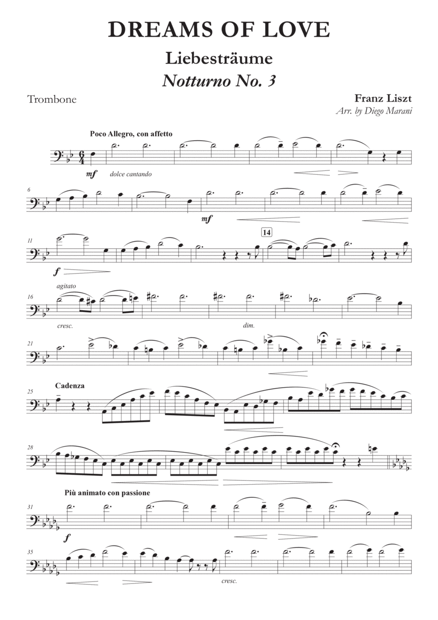 Dreams of Love No. 3 for Trombone and Piano Piano scores gallery preview page 1