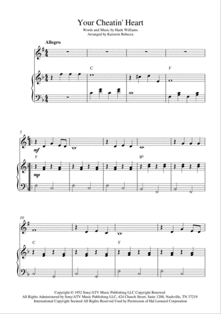Your Cheatin' Heart Your Cheatin' Heart Clarinet Solo scores gallery preview page 1
