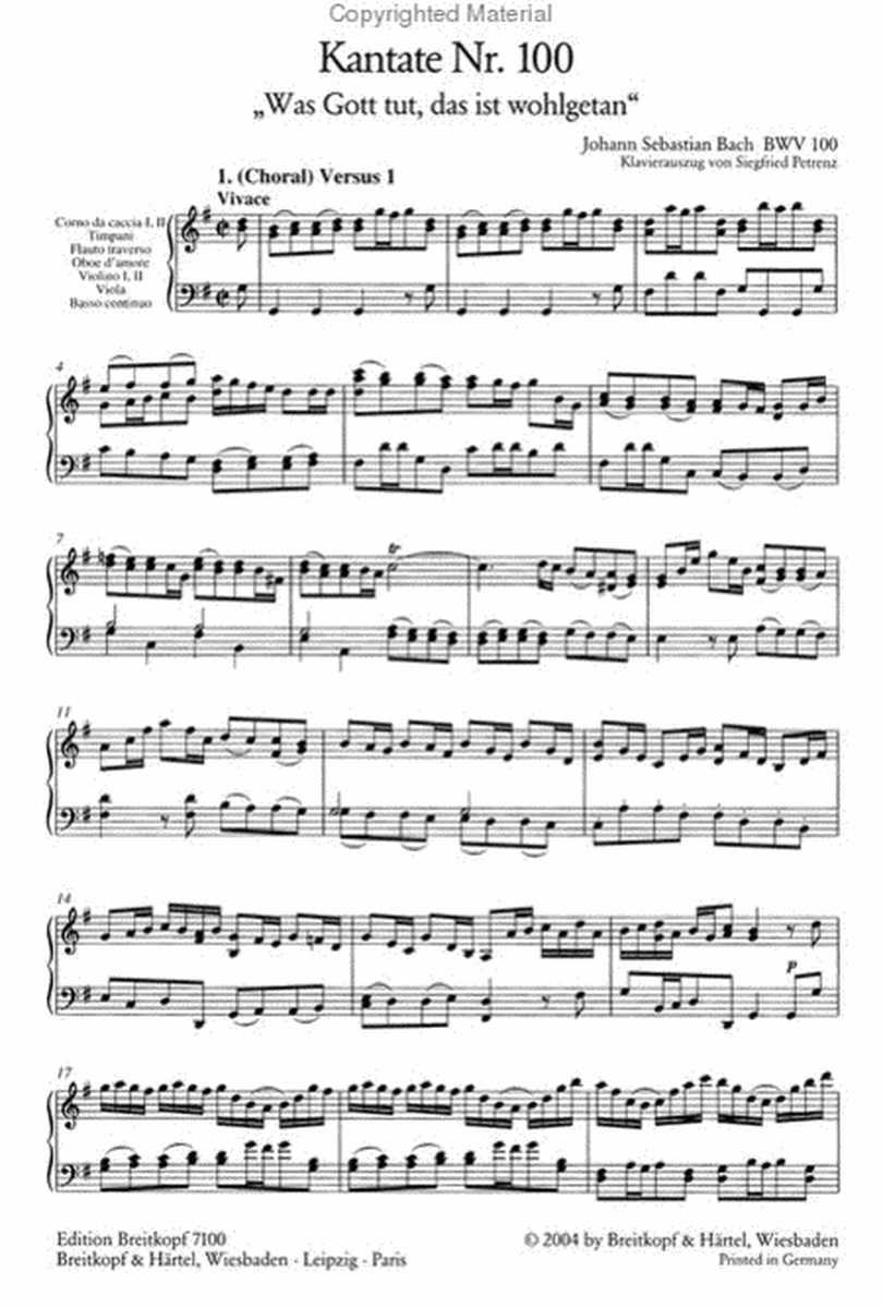 Cantata BWV 100 "Was Gott tut, das ist wohlgetan"