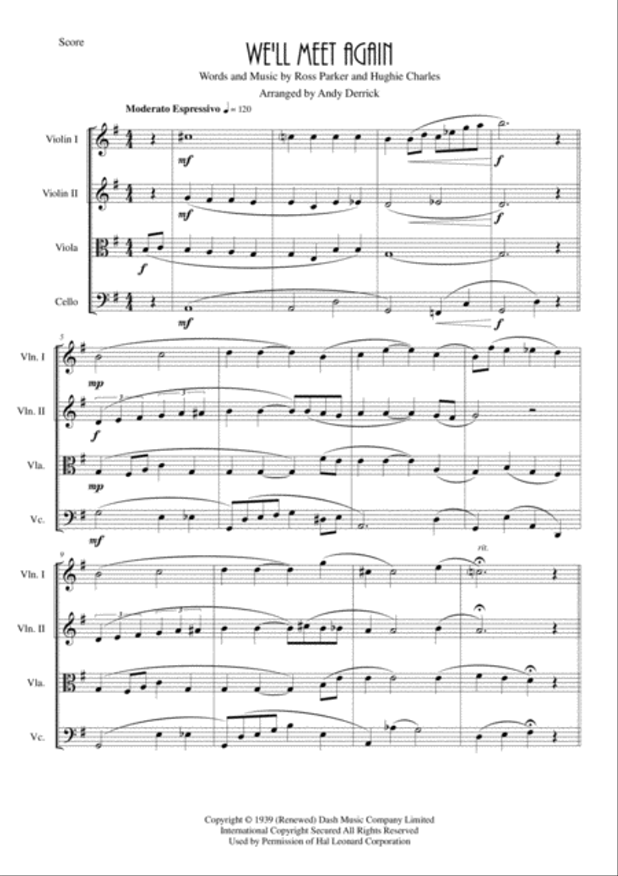 We'll Meet Again String Quartet scores gallery preview page 1