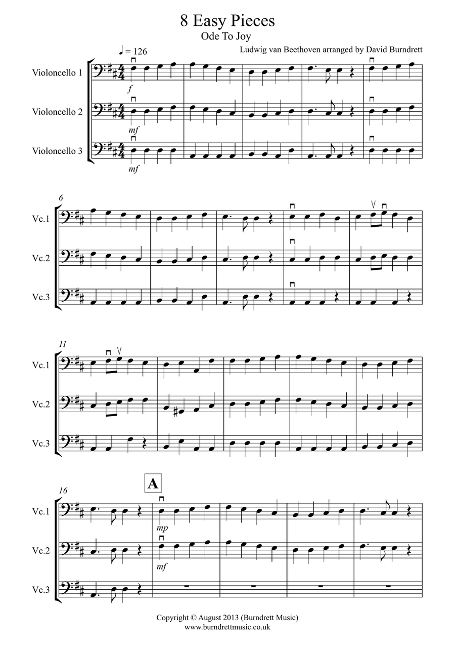 8 Easy Trios, for Cello Cello Solo scores gallery preview page 1