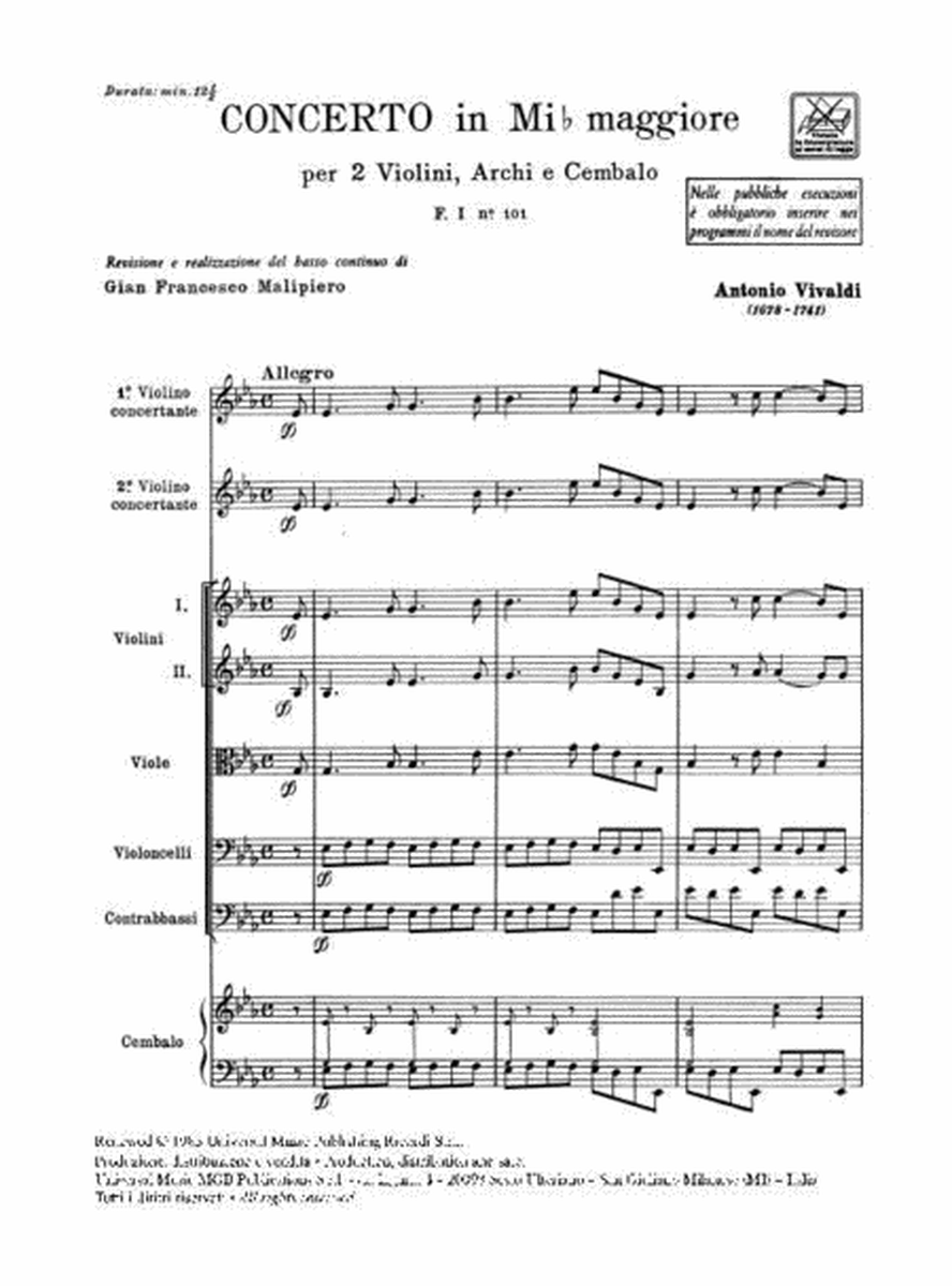 Concerto Per 2 Violini, Archi e BC in Mi Bem Rv515