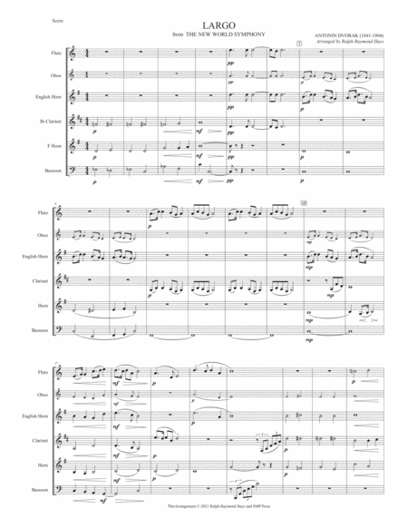 LARGO from The New World Symphony (for woodwind quintet) image number null