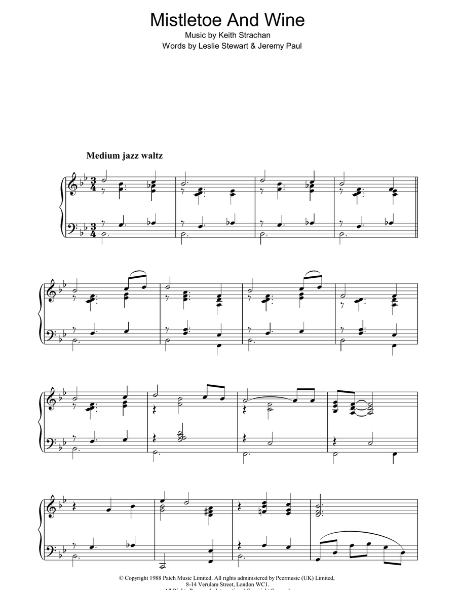 Mistletoe And Wine Piano Solo scores gallery preview page 1