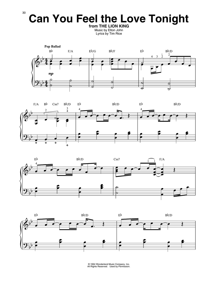 Can You Feel The Love Tonight (from The Lion King) Harp scores gallery preview page 1